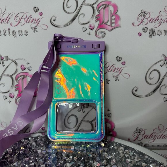 Case-Mate Waterproof Phone Pouch with Purple Strap holographic shiny sparkly π« - Picture 6 of 6